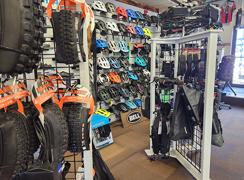 We offer a wide selection of quality helmets, cycling shoes, tires, packs and much more.